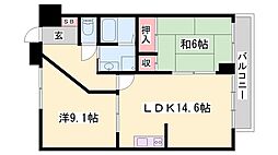 ル・マンド三宅 2LDKの間取図画像
