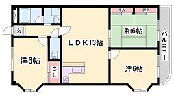 グリーンハイツ中島 3LDKの間取図画像