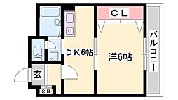ファーストイン夢前川駅前 1DKの間取図画像