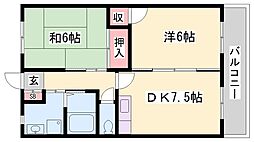 エスポワール恵美酒 2DKの間取図画像