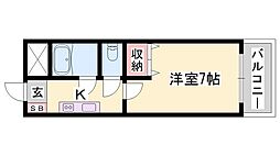メゾン・ド・姫路野里 1Kの間取図画像