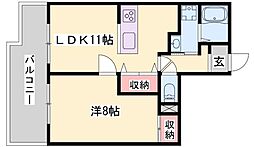 シティーガーデン広畑 1LDKの間取図画像