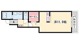 メゾンロングフィールド ワンルームの間取図画像