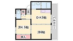 ビレッジハウス滝野2号棟 2DKの間取図画像