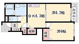 シン.シン.ハウスC 2DKの間取図画像