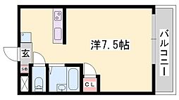 クラージュ保城 ワンルームの間取図画像