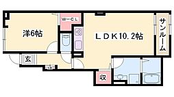 エスポアール姫路東 1LDKの間取図画像