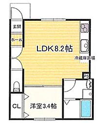 たつの市龍野町大道アパート 1LDKの間取図画像