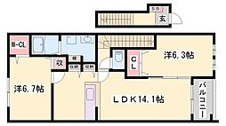 ブライト・ハウス2 2LDKの間取図画像