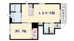 ハートフルヒルズ赤岸 1LDKの間取図画像