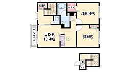 ラグリシーヌ姫路南 2LDKの間取図画像
