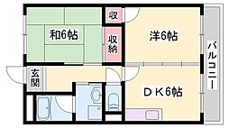 グレースマンション日飼 2DKの間取図画像