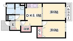 トゥルーブルー赤穂 2DKの間取図画像