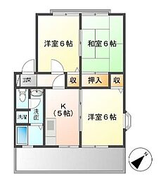 コーポオーロラ 3DKの間取図画像