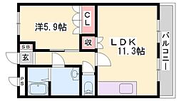 ウエスト・ヒルズ 1LDKの間取図画像