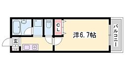 エスポワール書写 1Kの間取図画像