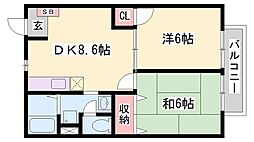 エスポワール・サン 2DKの間取図画像