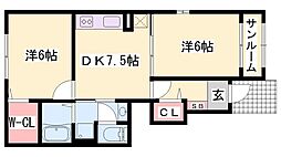 メゾン・ド・チソク 2DKの間取図画像