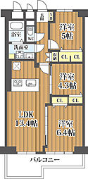 新北島コーポ4棟 3LDKの間取図画像