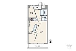 三旺マンション第6金山 1LDKの間取図画像
