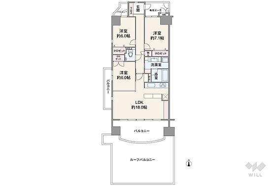 間取りは専有面...