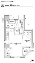 プラウドフラット浅草橋II 10階1LDKの間取り