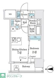 ヴィークブライト湯島 13階1DKの間取り