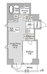 ジオエント御徒町 10階1LDKの間取り