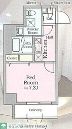 アイルグランデ東京竹ノ塚 6階1Kの間取り