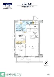 プラウドフラット墨田曳舟ディアージュ 2階2LDKの間取り