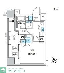 ザ・パークハウス浅草橋タワーレジデンス 6階1Kの間取り