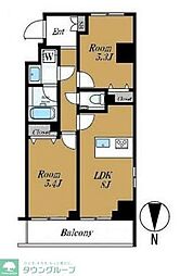 ヴォーガコルテ両国 3階2DKの間取り