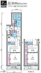 GENOVIA東向島skygarden 2階1LDKの間取り