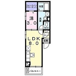 トゥッティ　桜木 1階1LDKの間取り