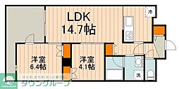 日暮里舎人ライナー 熊野前駅 徒歩3分の賃貸マンション 2階2LDKの間取り