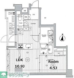 メイクス東向島II 2階1LDKの間取り