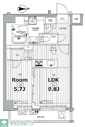 メイクス東向島II 4階1LDKの間取り