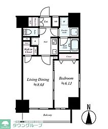 日神デュオステージ両国 8階1LDKの間取り