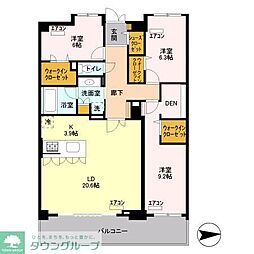 ロイヤルパークスシーサー 14階3LDKの間取り