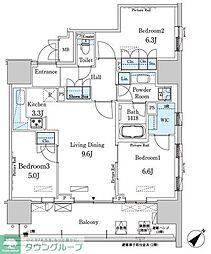 HARUMI　FLAG　PORT　VILLAGE　Ｂ棟 4階3LDKの間取り