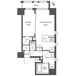 コンフォリア台東根岸 10階1LDKの間取り