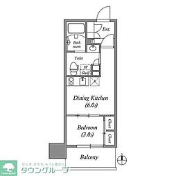 コスモグラシア三ノ輪 5階1DKの間取り