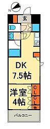 パークフラッツ浅草橋 9階1DKの間取り