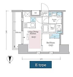 アーバネックス蔵前レジデンス 13階1LDKの間取り