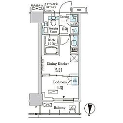 パークアクシス両国スクエア 8階1DKの間取り