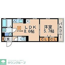 ブランドール押上 1階1LDKの間取り