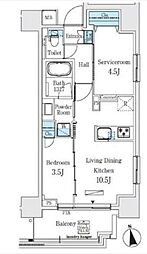 コスモグラシア浅草 2階1SLDKの間取り