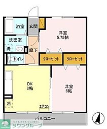 アルタイル 2階2DKの間取り