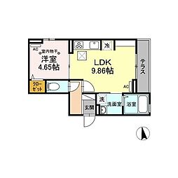 アムール東向島 1階1LDKの間取り