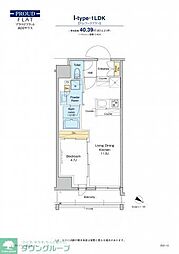 プラウドフラット両国サウス 6階1LDKの間取り